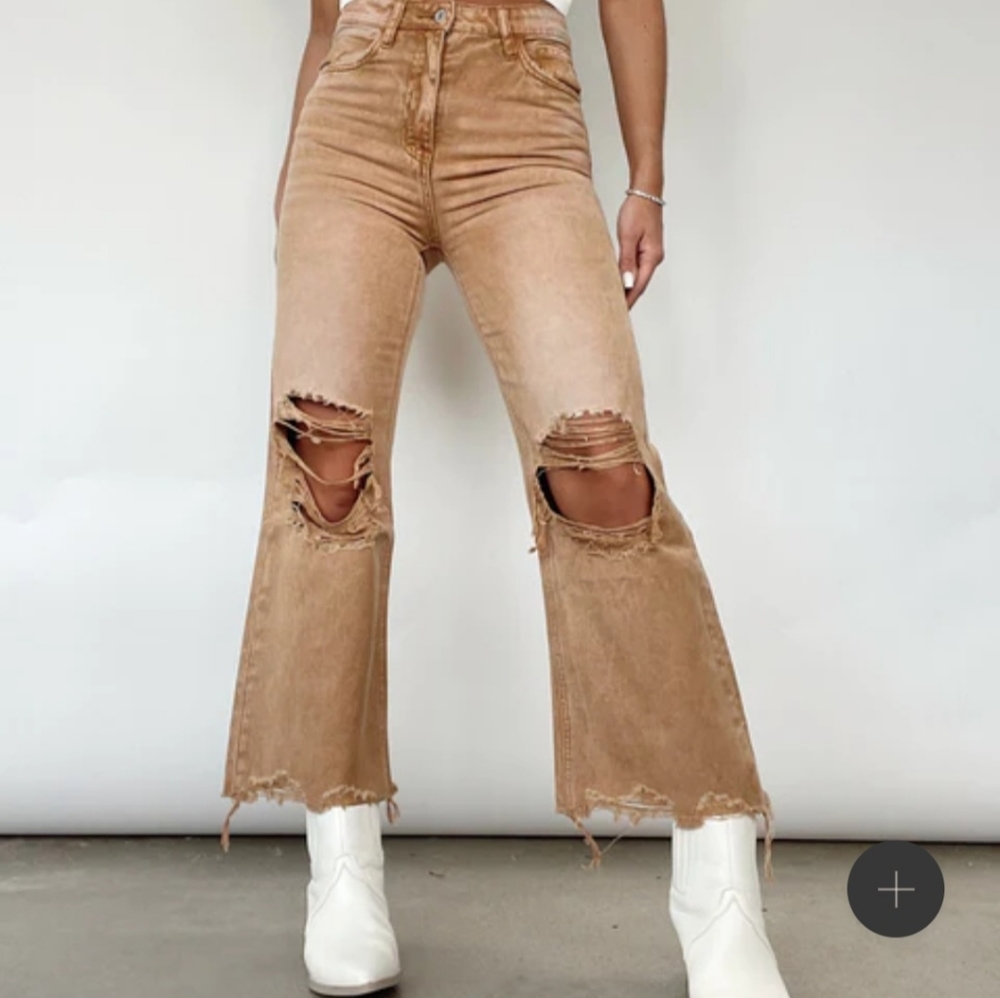 Size 28 Vervet copper distressed flare crop
